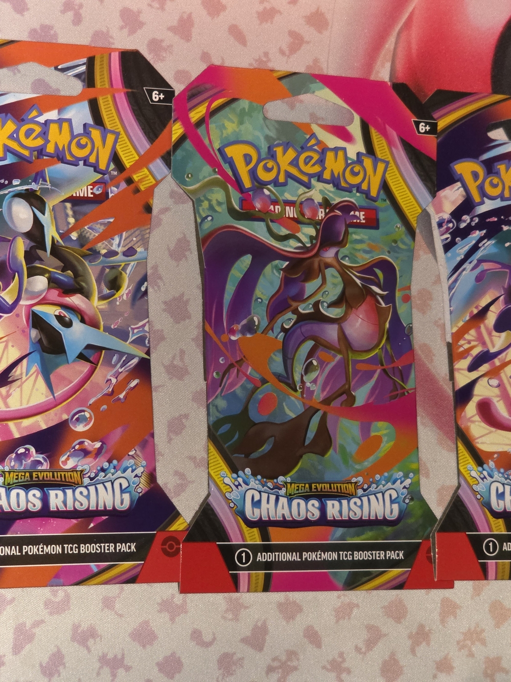 3x Lot Sleeved Sealed Chaos Rising Booster Packs Pokemon Tcg Cards
